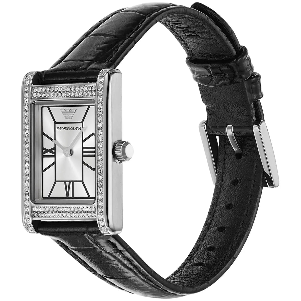 Emporio Armani Genni Rectangular Black Patterned Genuine Leather Women's Watch - AR11623 Secundaire afbeelding