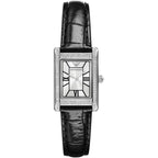 Emporio Armani Genni Rectangular Black Patterned Genuine Leather Women's Watch - AR11623