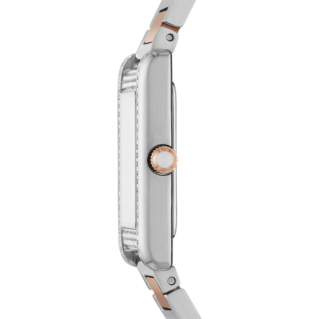 Emporio Armani Genni Rectangular White MOP Dial Two-tone Women's Watch - AR11626