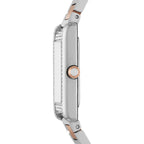 Emporio Armani Genni Rectangular White MOP Dial Two-tone Women's Watch - AR11626