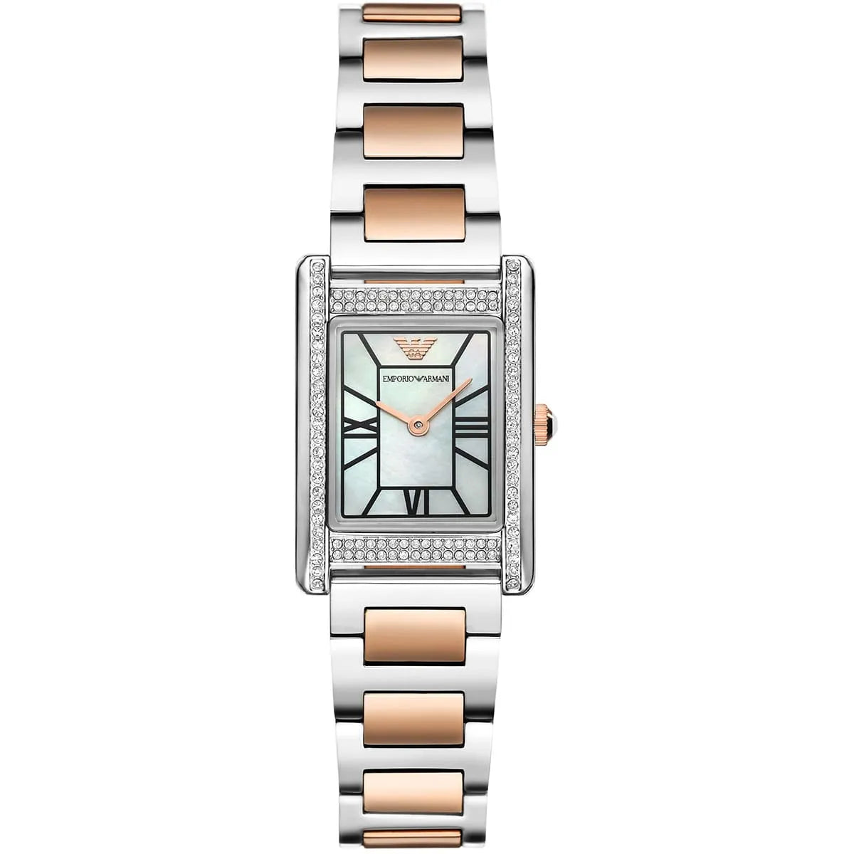 Emporio Armani Genni Rectangular White MOP Dial Two-tone Women's Watch - AR11626 Hoofdafbeelding