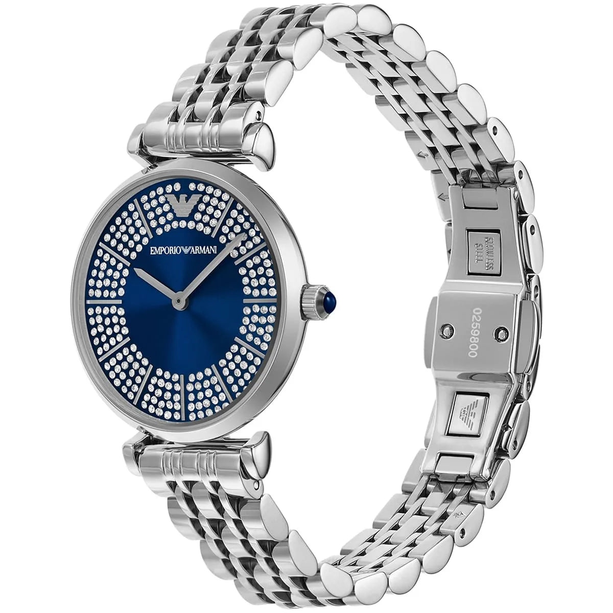 Emporio Armani Gianni T-Bar Blue Sunray Crystal Dial Silver Women's Watch - AR11627 Secundaire afbeelding