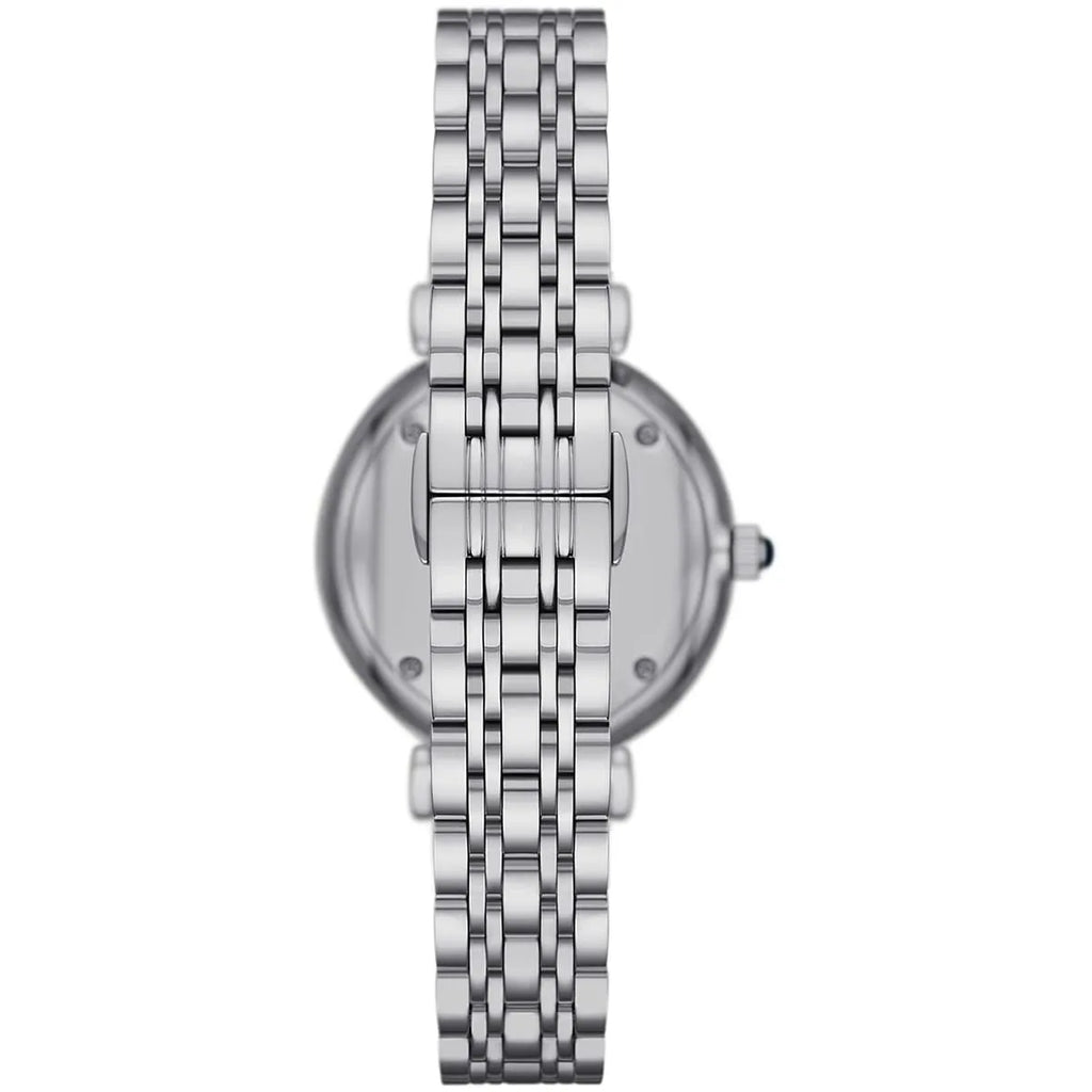Emporio Armani Gianni T-Bar Blue Sunray Crystal Dial Silver Women's Watch - AR11627