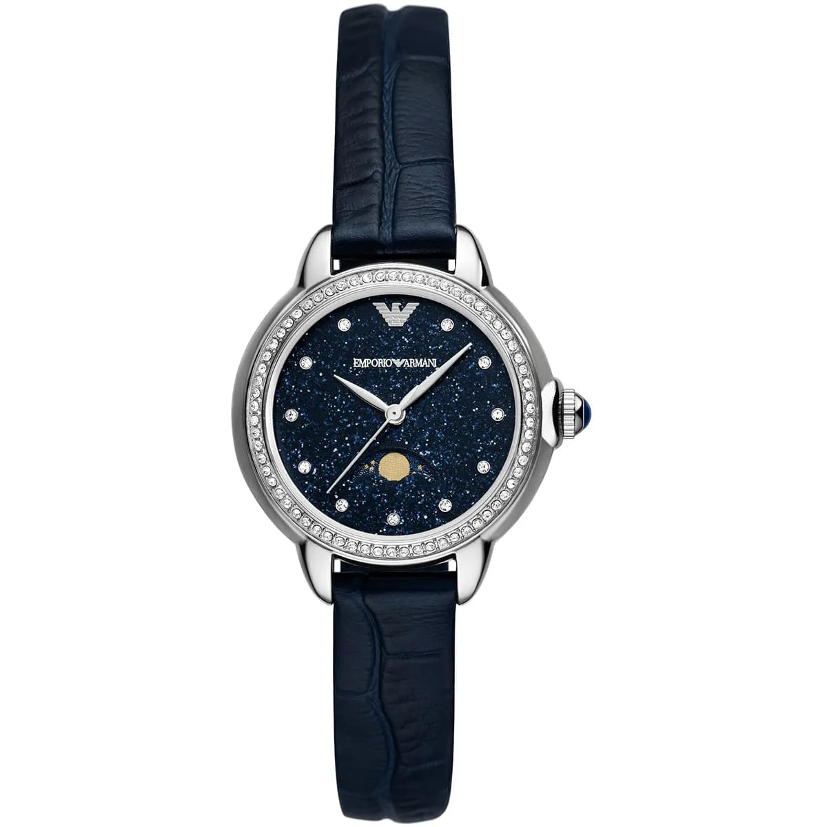 Emporio Armani Moonphase Blue Navy Blue Gnuine Leather Dameshorloge - AR11629 Hoofdafbeelding