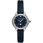 Emporio Armani Moonphase Blue Navy Blue Gnuine Leather Women's Watch - AR11629