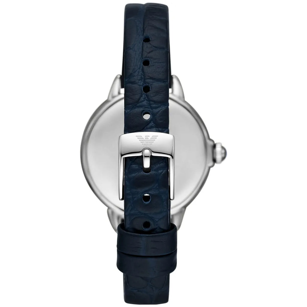 Emporio Armani Moonphase Blue Navy Blue Gnuine Leather Women's Watch - AR11629