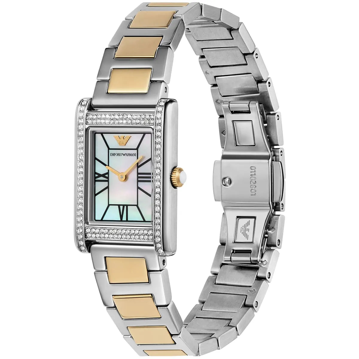 Emporio Armani Genni Rectangular White MOP Dial Two-tone Women's Watch - AR11642 Secundaire afbeelding