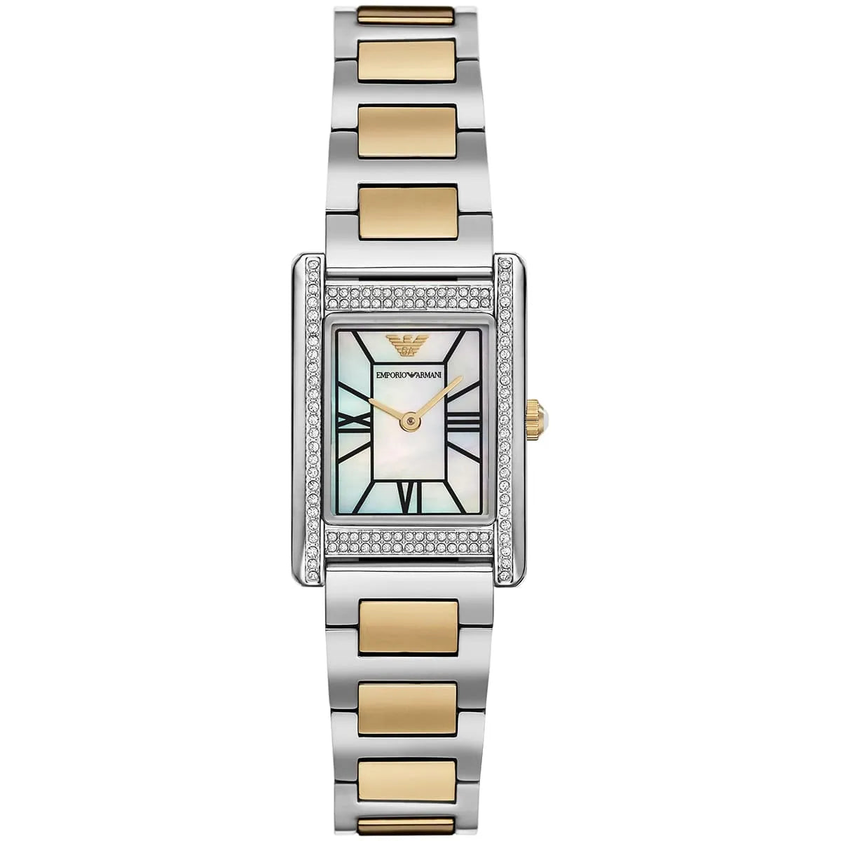 Emporio Armani Genni Rectangular White MOP Dial Two-tone Women's Watch - AR11642 Hoofdafbeelding