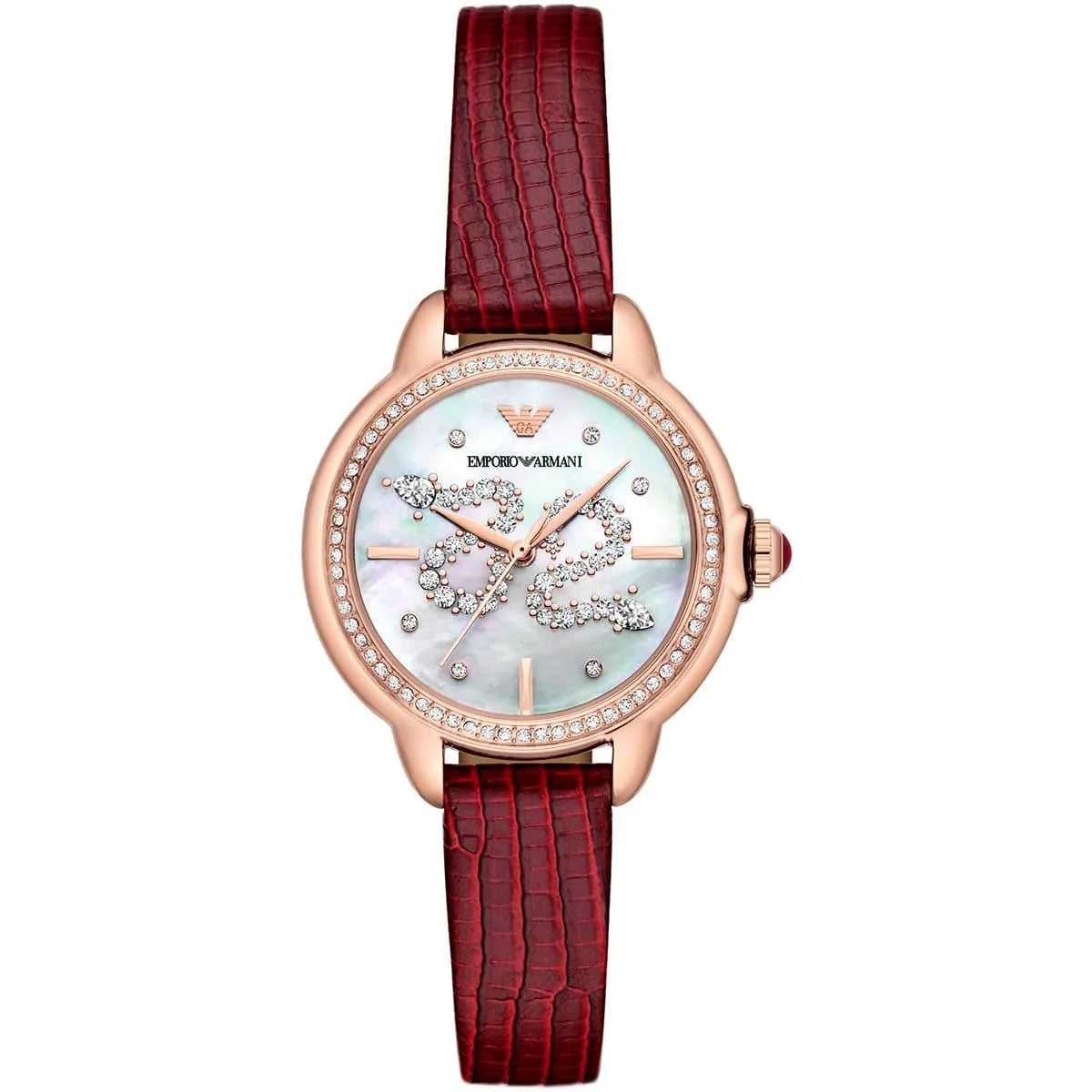 Emporio Armani Mia Snake Motif Dial Red Genuine Leather Women's Watch - AR11646 Main image