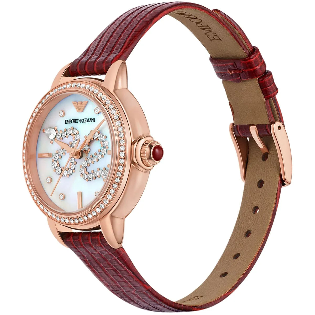 Emporio Armani Mia Snake Motif Dial Red Genuine Leather Women's Watch - AR11646 Secundaire afbeelding