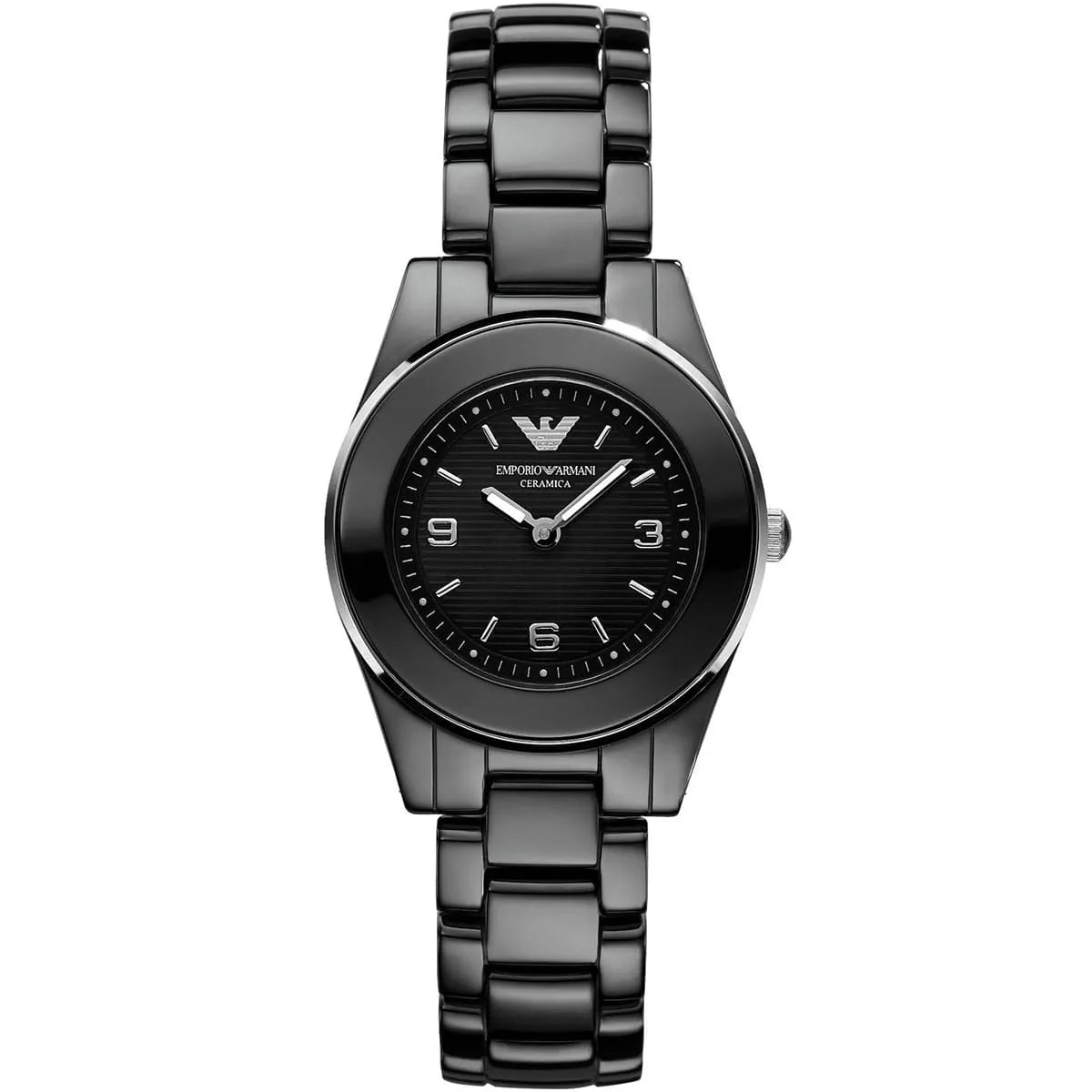 Emporio Armani Leo Small Black Ceramic Women's Watch - AR1438 Hoofdafbeelding