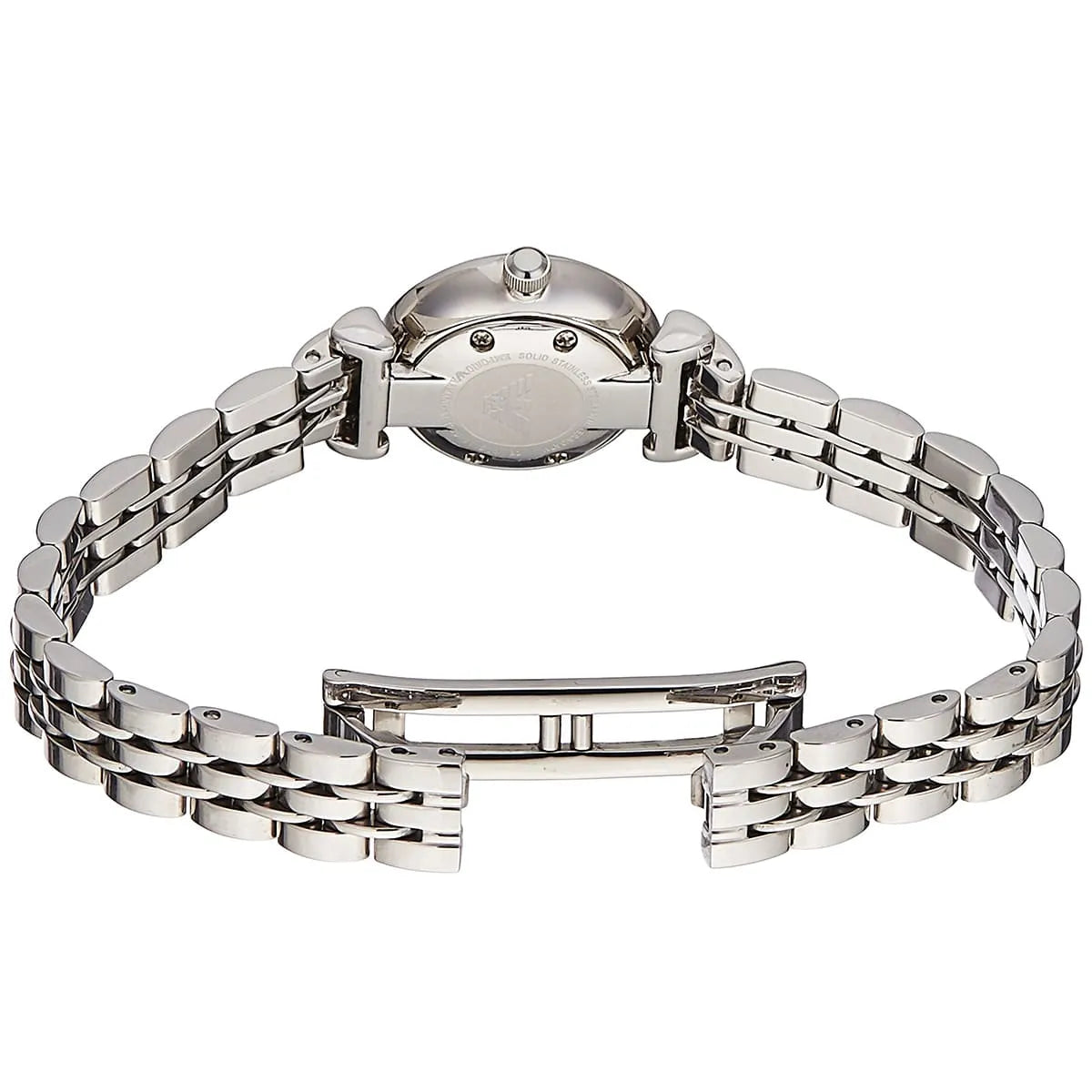 Emporio Armani Gianni T-Bar Mini 22mm White Mother-of-Pearl Dial Silver-Tone Women's Watch AR1688