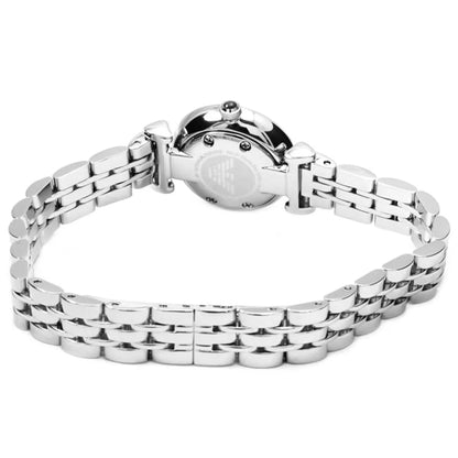 Emporio Armani Gianni T-Bar Mini 22mm White Mother-of-Pearl Dial Silver-Tone Women's Watch AR1688