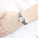 Emporio Armani Gianni T-Bar Mini White MOP Dial Silver Women's Watch - AR1688