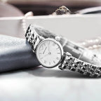 Emporio Armani Gianni T-Bar Mini White MOP Dial Silver Women's Watch - AR1763