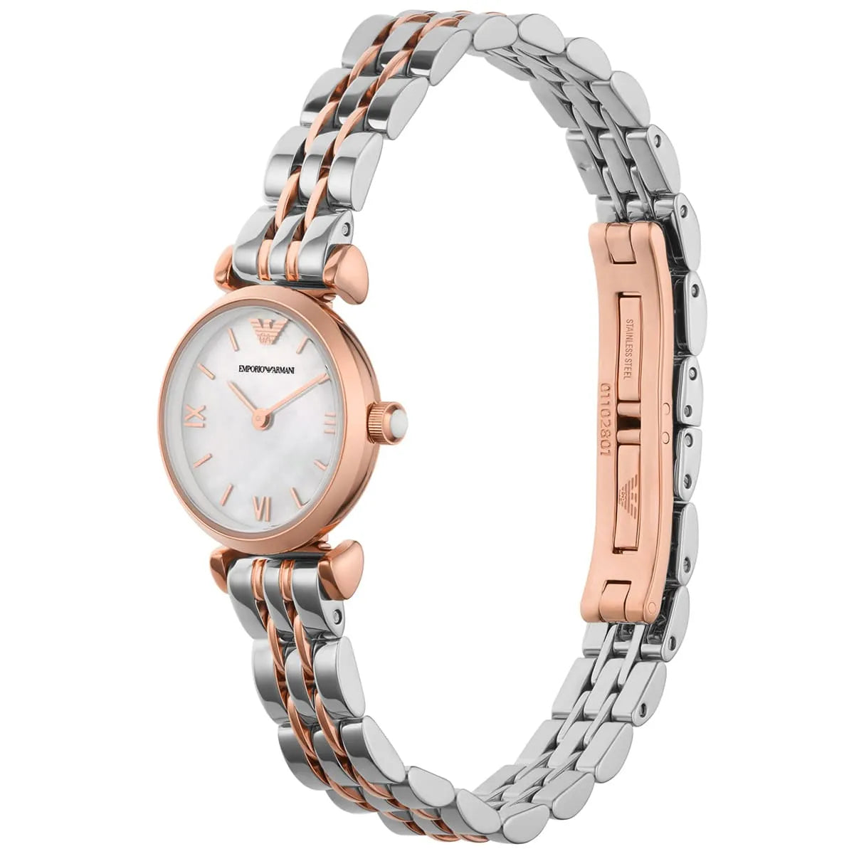 Emporio Armani Gianni T-Bar Mini White MOP Dial Two-tone Women's Watch - AR1764 Secundaire afbeelding