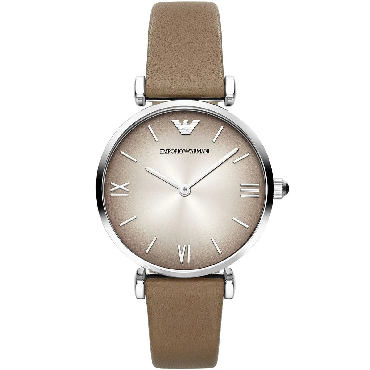 Emporio Armani Gianni T-Bar Beige Dameshorloge van Echt Leer - AR1768 Hoofdafbeelding