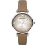 Emporio Armani Gianni T-Bar Beige Genuine Leather Women's Watch - AR1768