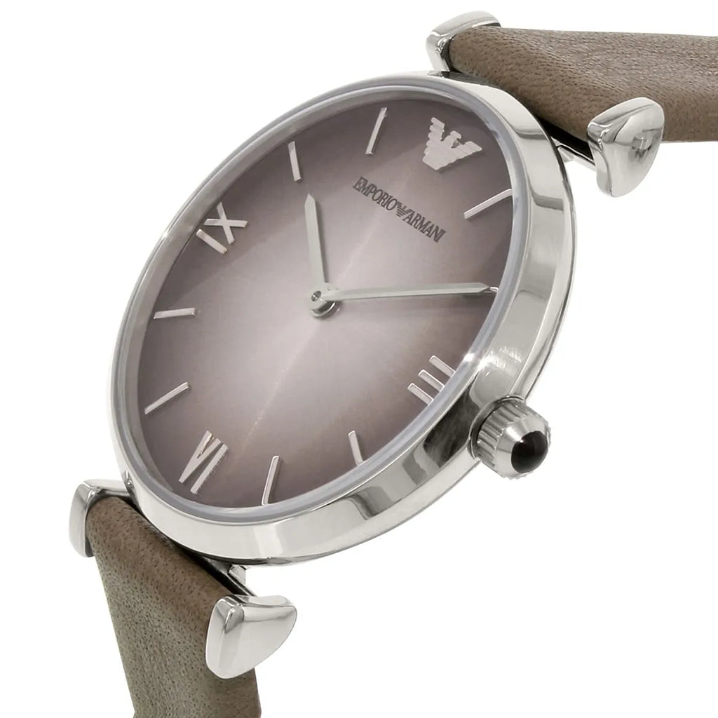 Emporio Armani Gianni T-Bar Beige Genuine Leather Women's Watch - AR1768