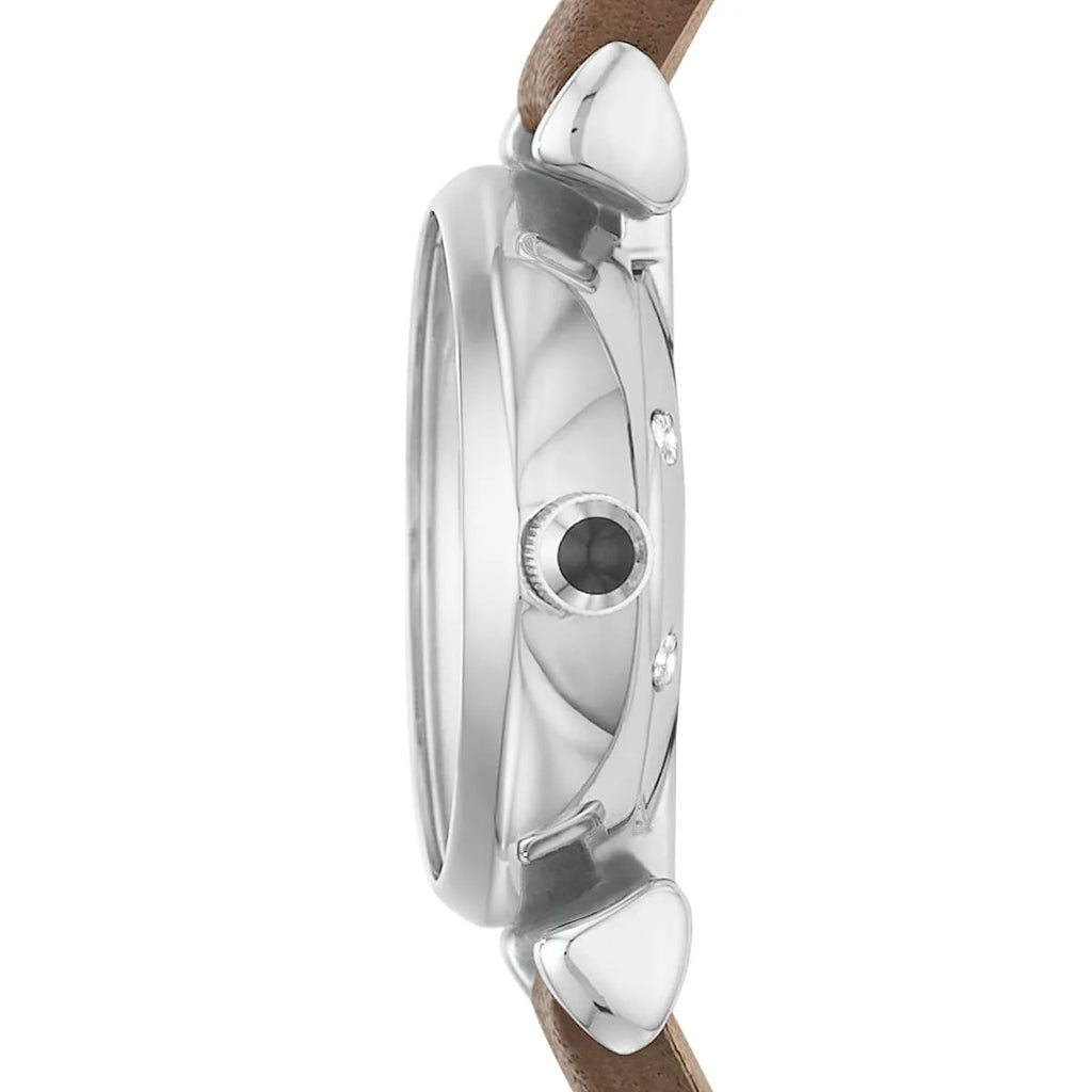 Emporio Armani Gianni T-Bar Mini Brown Genuine Leather Women's Watch - AR1770