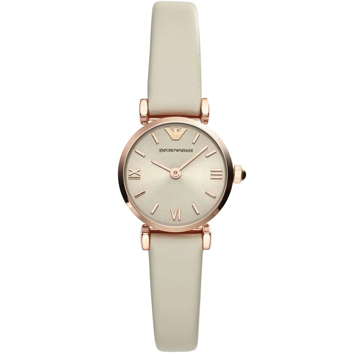 Emporio Armani Gianni T-Bar Mini Beige Sunray Dial Beige Genuine Leather Women's Watch - AR1771 Hoofdafbeelding