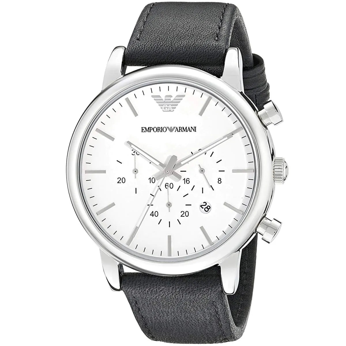Emporio Armani Classic Chronograph White Dial Black Genuine Leather Men's Watch - AR1807 Secondary image