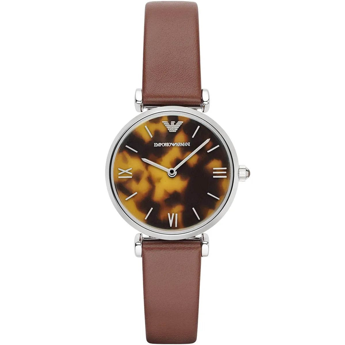 Emporio Armani Gianni T-Bar Brown Shell Dial Light Brown Genuine Leather Women's Watch - AR1873 Hoofdafbeelding