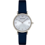 Emporio Armani Gianni T-Bar Sunray Blue Dial Blue Genuine Leather Women's Watch - AR1912
