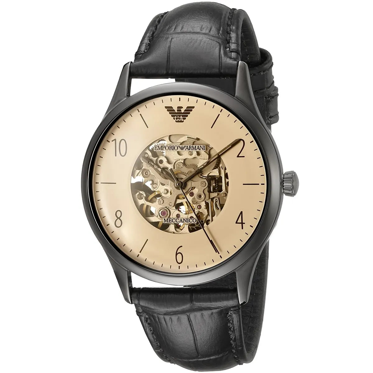 Emporio Armani Beta Meccanico Automatisch Herenhorloge met Zwarte Echt Lederen Band - AR1923 Secundaire afbeelding
