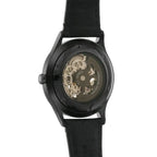 Emporio Armani Beta Meccanico Automatic Black Genuine Leather Men's Watch - AR1923