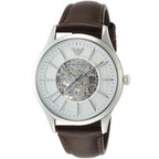 Emporio Armani Meccanico Skeleton Automatic Dark Brown Genuine Leather Men's Watch - AR1946