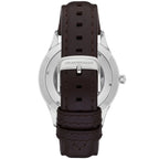 Emporio Armani Meccanico Skeleton Automatic Dark Brown Genuine Leather Men's Watch - AR1946