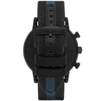 Emporio Armani Luigi Chronograph Matte Black Dial Striped Nylon on Leather Men's Watch - AR1948