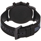 Emporio Armani Luigi Chronograph Matte Black Dial Striped Nylon on Leather Men's Watch - AR1948