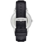 Emporio Armani Luigi Skeleton Automatic Black Genuine Leather Men's Watch - AR1981