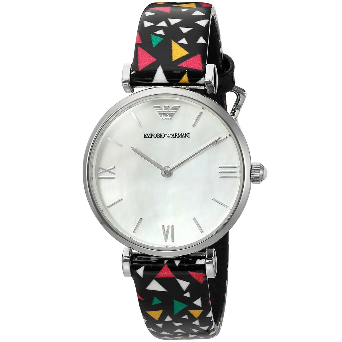 Emporio Armani Gianni T-Bar MOP Dial Multi-colored Printed Leather Women's Watch - AR1995 Secondary image