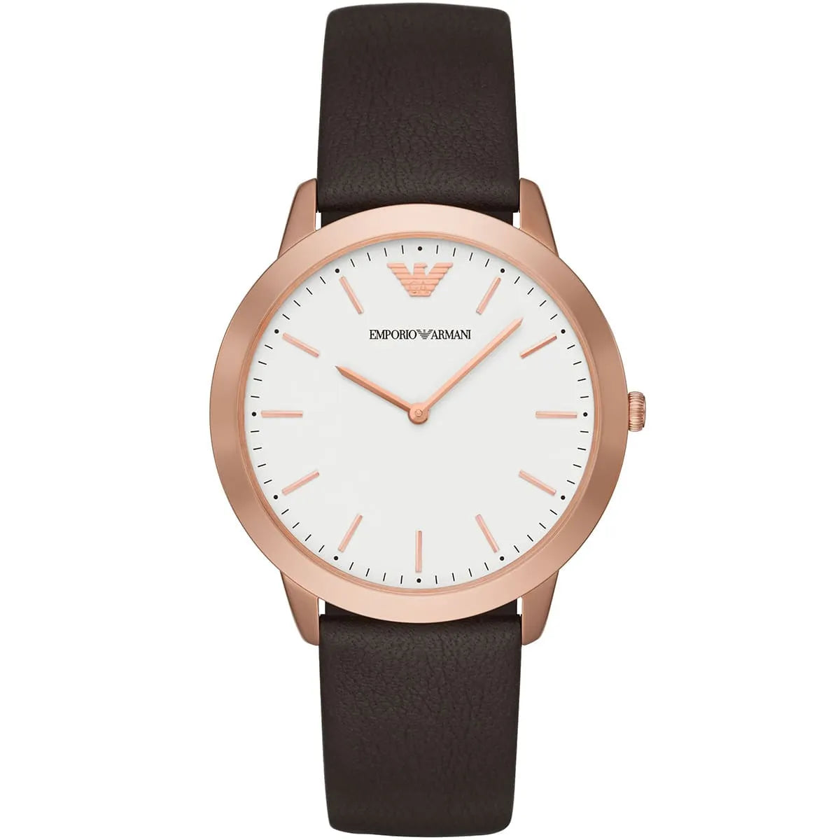 Emporio Armani Classic White Dial Brown Genuine Leather Men's Watch - AR2487 Main image