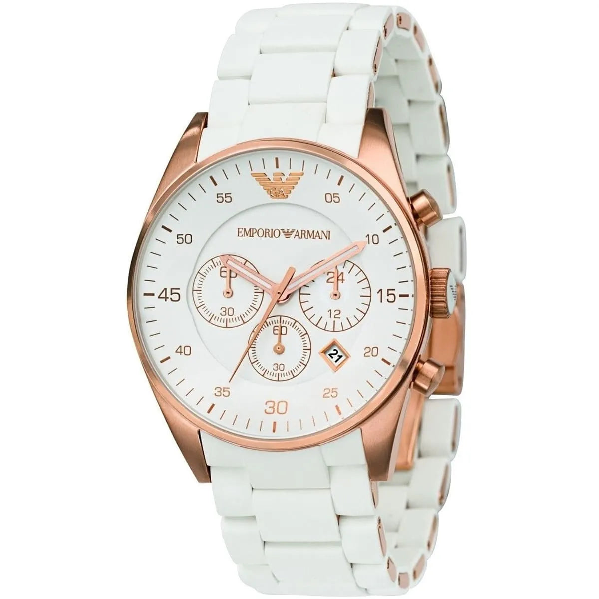 Emporio Armani Sport Chronograph White Silicone-wrapped Stainless Men's Watch AR5919 Secundaire afbeelding