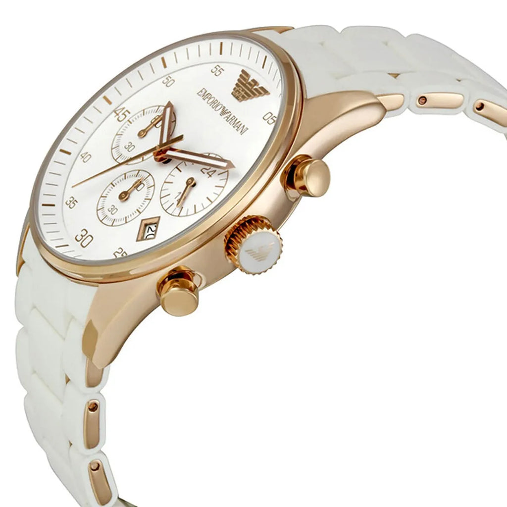 Emporio Armani Sport Chronograph White Silicone-wrapped Stainless Men's Watch AR5919