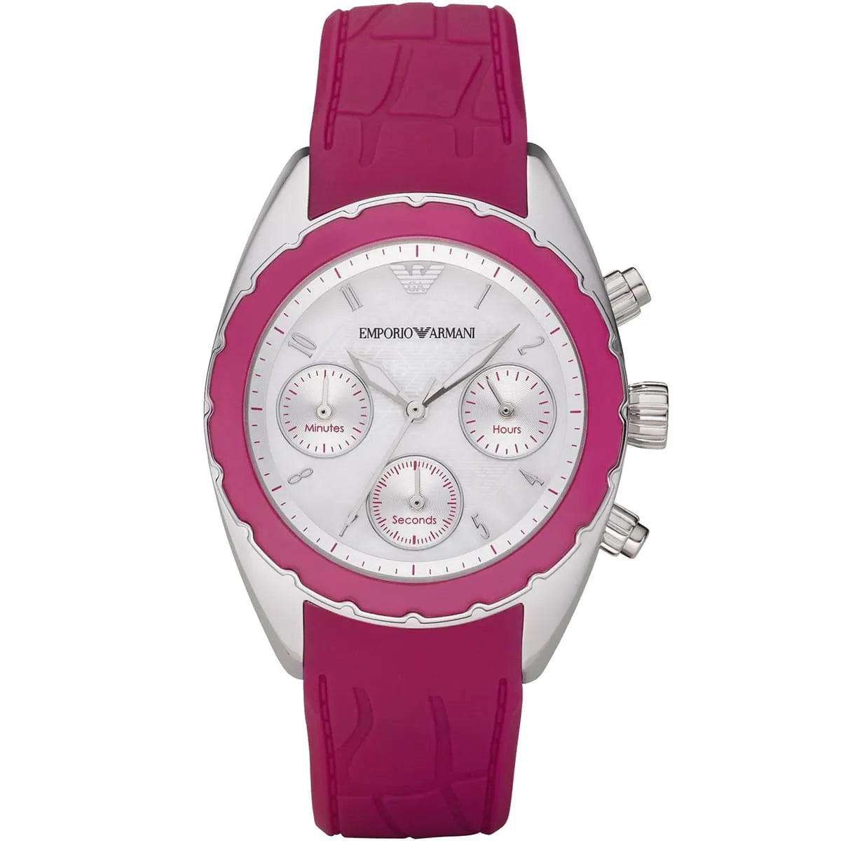 Emporio Armani Sport Chronograph Dameshorloge met felroze siliconen band - AR5937 Hoofdafbeelding