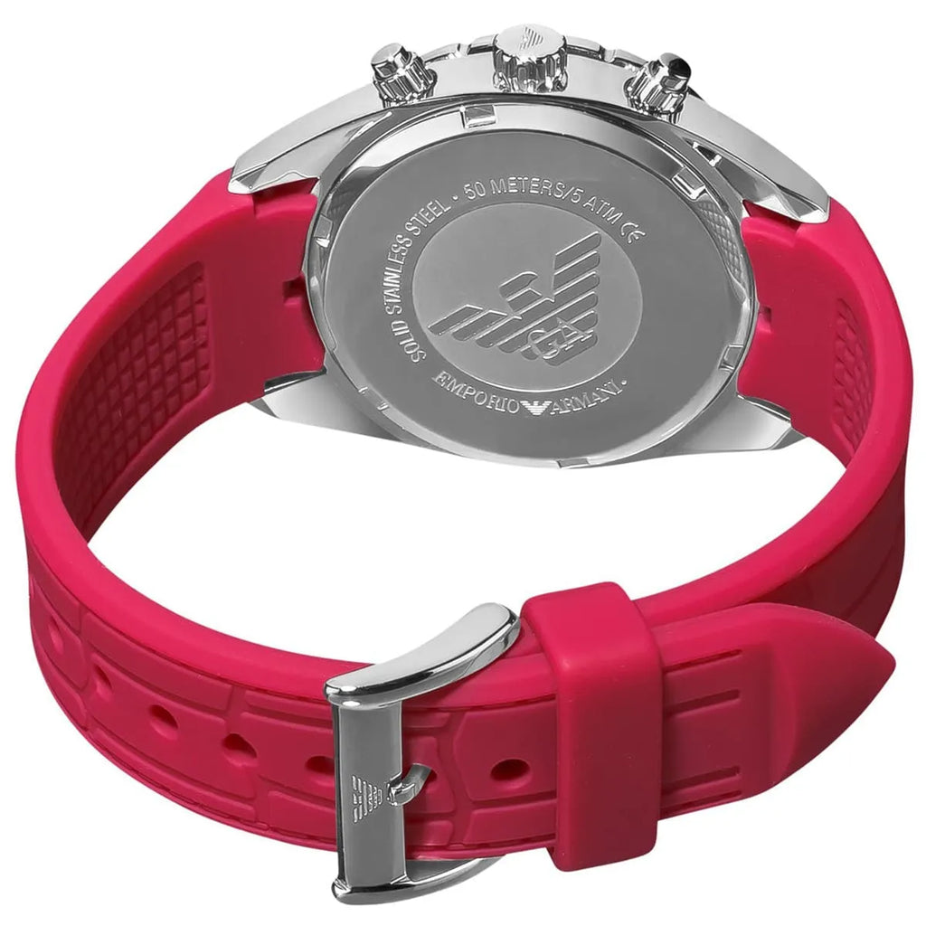 Emporio Armani Sport Chronograph Hot Pink Silicone Strap Women's Watch - AR5937