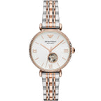 Emporio Armani Gianni T-Bar Open Heart Automatic Two-tone Women's Watch - AR60019