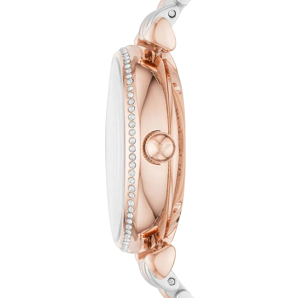 Emporio Armani Gianni T-Bar Open Heart Automatic Two-tone Women's Watch - AR60019