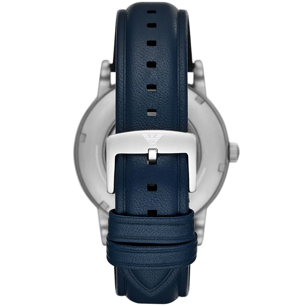 Emporio Armani Luigi Automatic Herenhorloge met blauwe wijzerplaat met zonnestraalmotief en opengewerkt frame, blauw echt leer - AR60030 Secundaire afbeelding