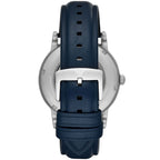 Emporio Armani Luigi Automatic Blue Sunray Skeleton Dial Blue Genuine Leather Men's Watch - AR60030