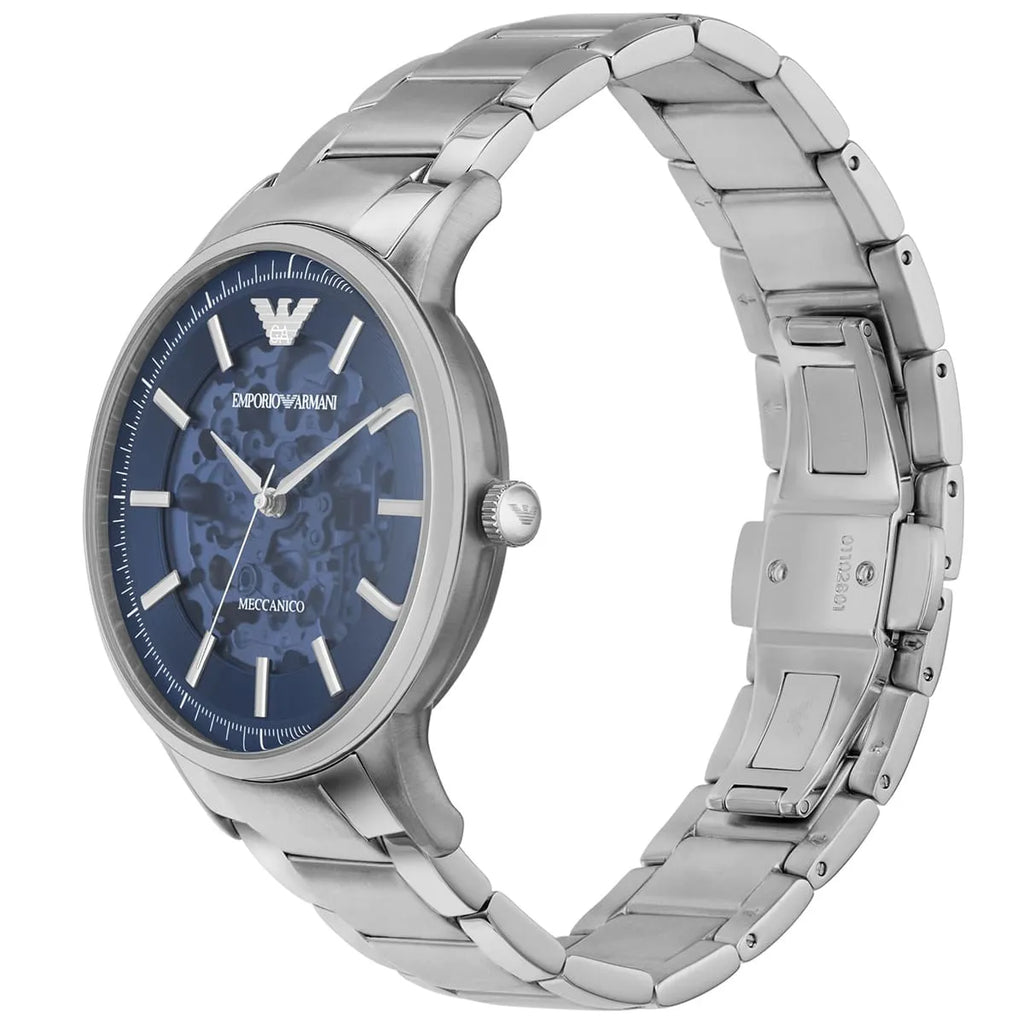 Emporio Armani Renato Skeleton Automatic Silver Men's Watch - AR60037