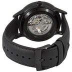 Emporio Armani Renato Automatic Skeleton Black Genuine Leather Men's Watch - AR60042