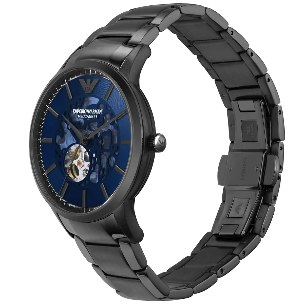Emporio Armani Renato Meccanico Automatisch Herenhorloge met Zonnestraalpatroon, Blauwe Wijzerplaat en Gunmetal - AR60056 Secundaire afbeelding
