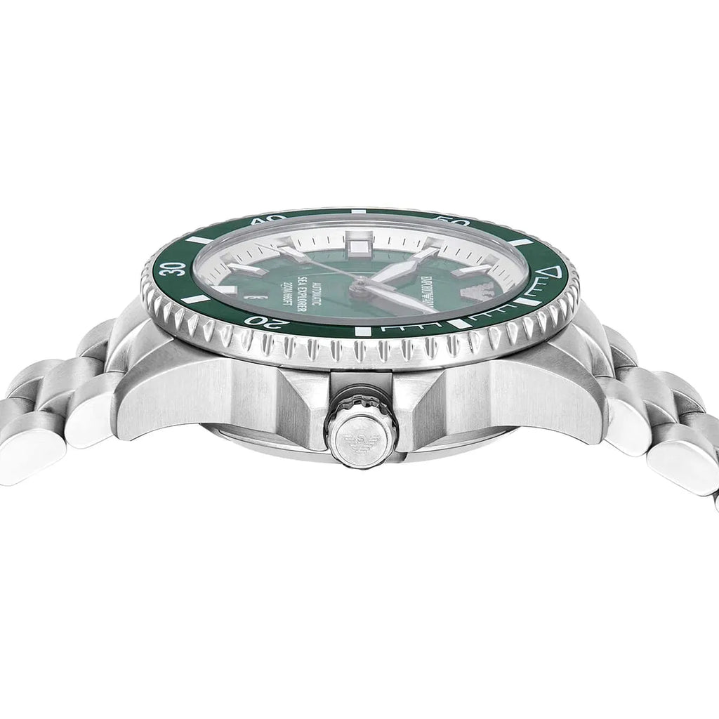 Emporio Armani Sea Explorer Automatic Green Dial Silver Men's Watch - AR60080