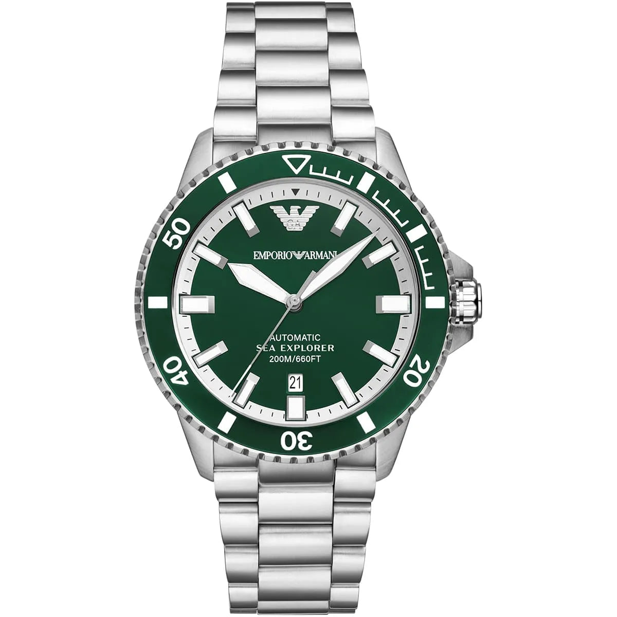 Emporio Armani Sea Explorer Automatic Green Dial Silver Men's Watch - AR60080 Main image